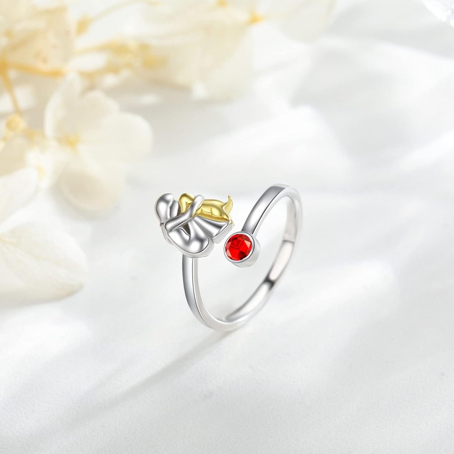 Bague Ajustable en Argent 925 avec Design Chien et Fille – Erin
