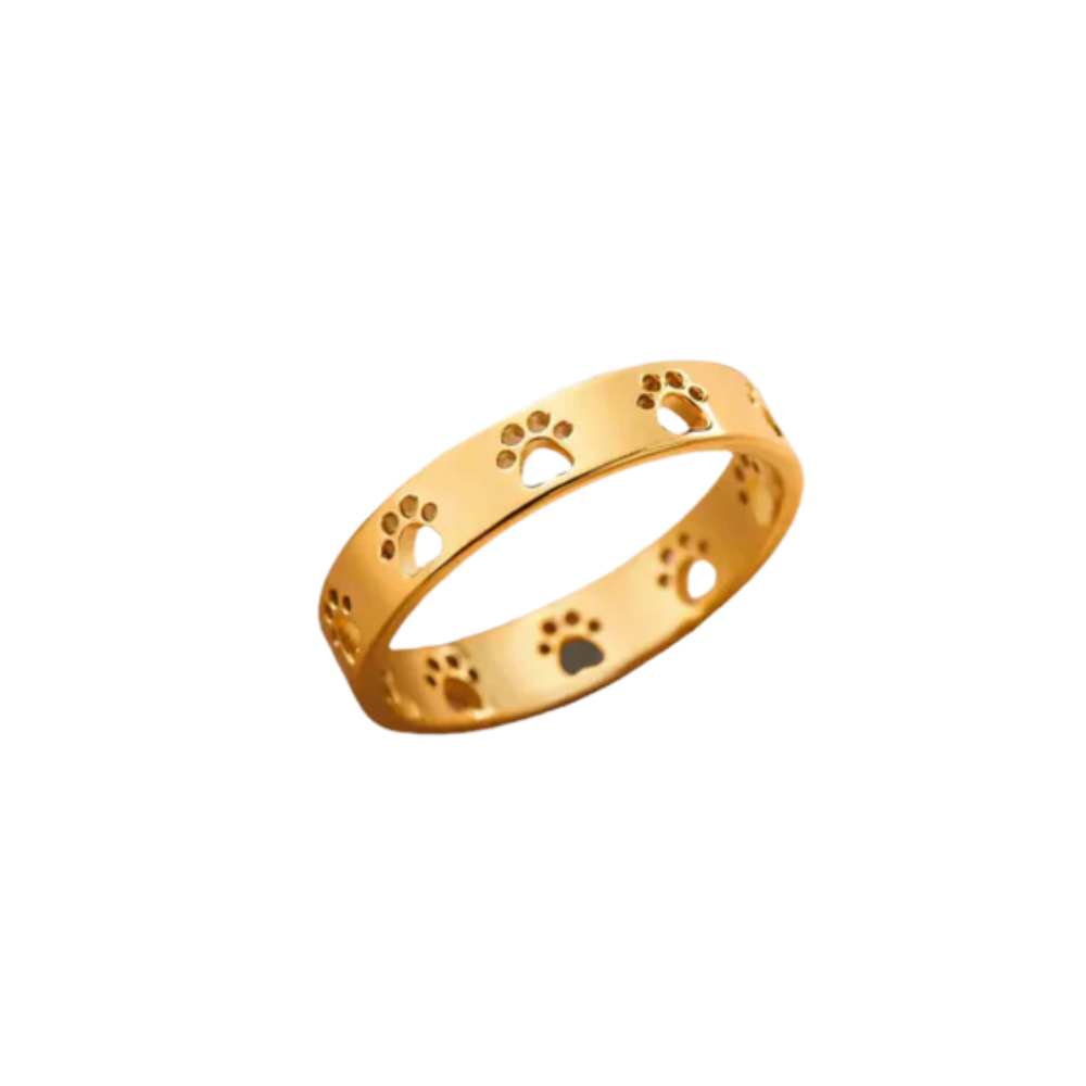 Bague Ajustable en Argent et or avec Motif de Patte – Miraie