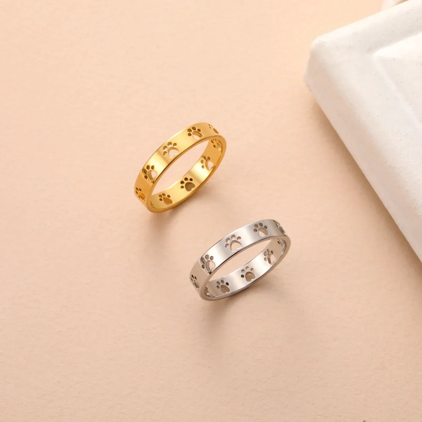 Bague Ajustable en Argent et or avec Motif de Patte – Miraie