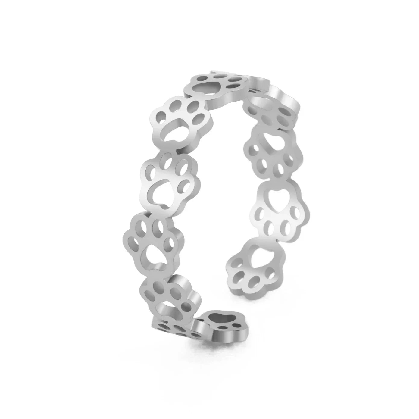 Bague Ajustable en Argent et Or avec Empreinte de Patte – OVA