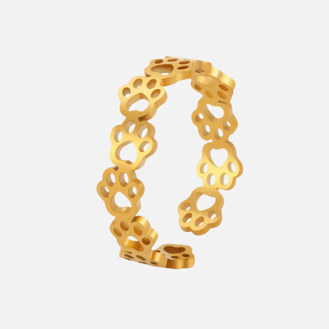 Bague Ajustable en Argent et Or avec Empreinte de Patte – OVA