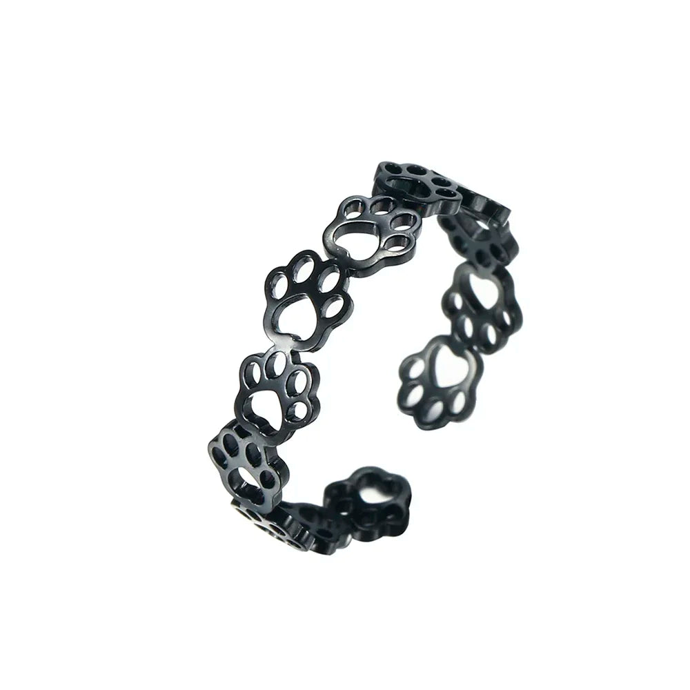 Bague Ajustable en Argent et Or avec Empreinte de Patte – OVA