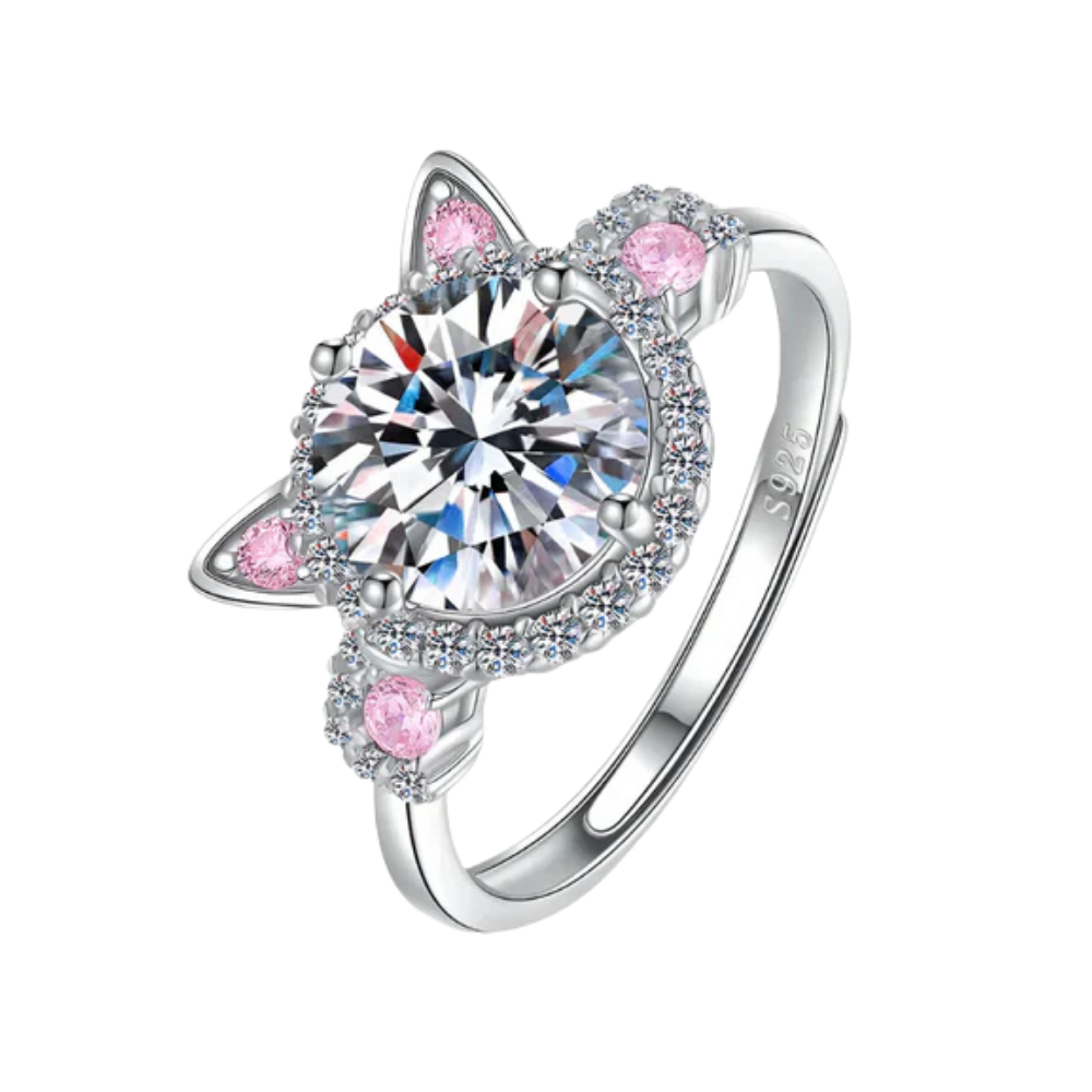 Bague Ajustable en Forme de Chat avec Zirkonia Scintillante – Mina