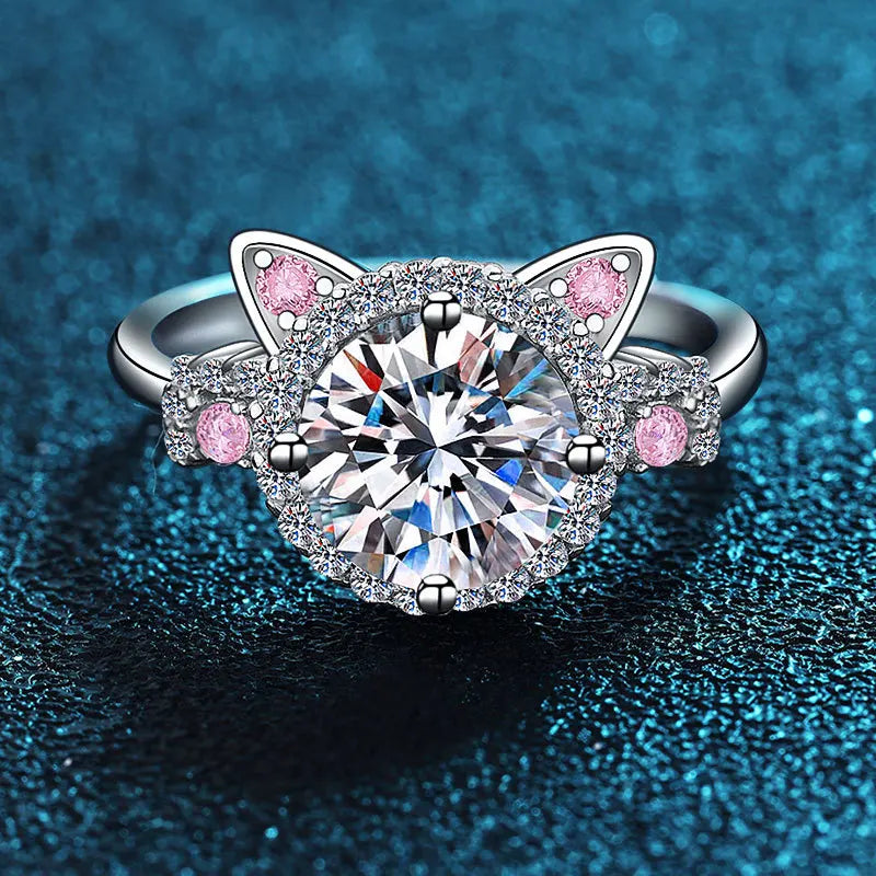 Bague Ajustable en Forme de Chat avec Zirkonia Scintillante – Mina