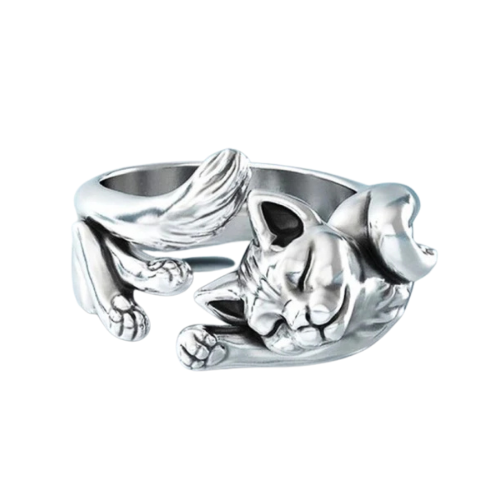 Bague Vintage en Argent en Forme de Chat – Mirelle