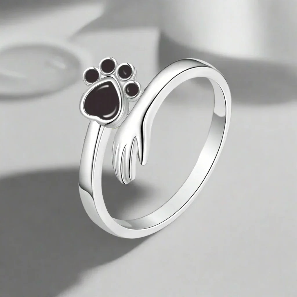 Bague en Argent 925 Ajustable avec Motif Main et Patte – Mara