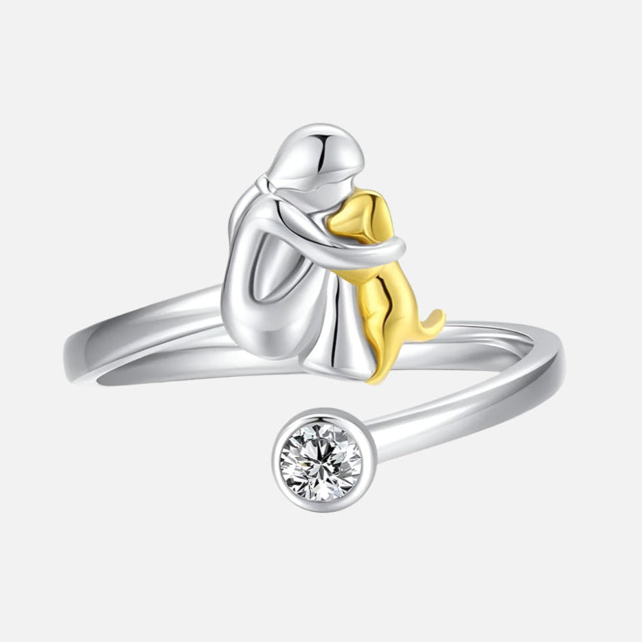 Bague en Argent 925 avec Design Émotionnel de Femme et Chien – Nayeli