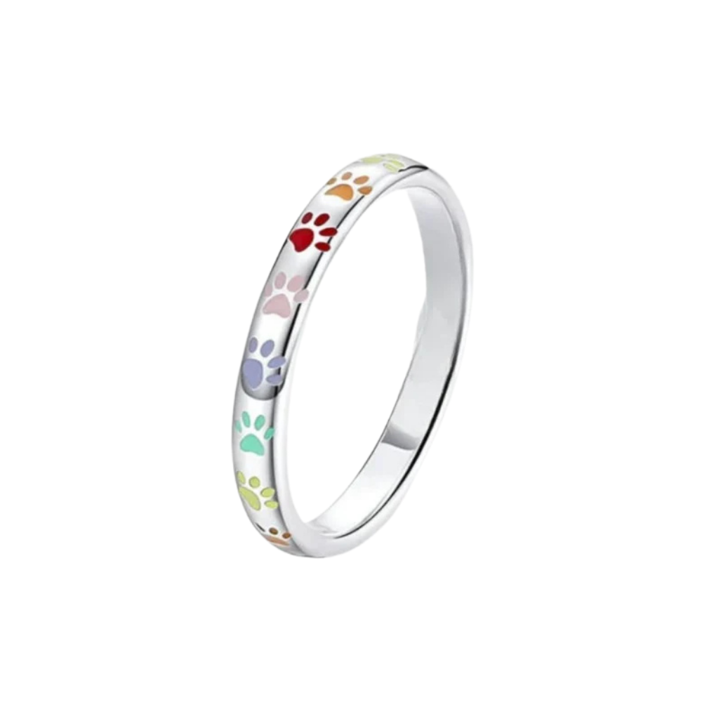 Bague en Argent 925 avec Empreinte de Patte Émaillée – Sena