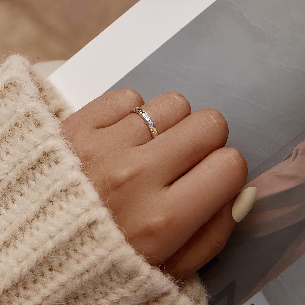 Bague en Argent 925 avec Empreinte de Patte Émaillée – Sena