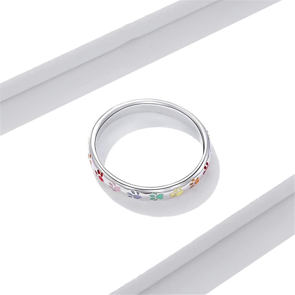 Bague en Argent 925 avec Empreinte de Patte Émaillée – Sena