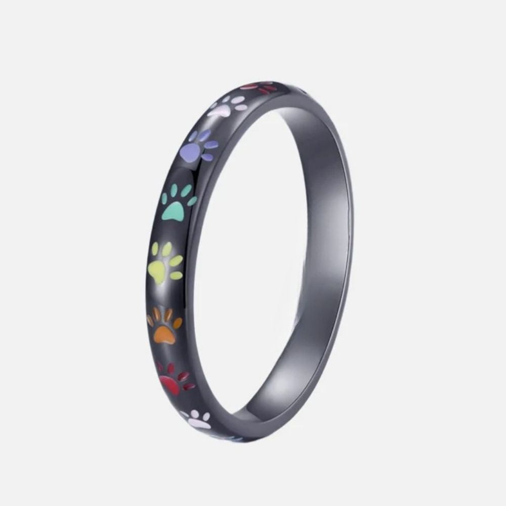 Bague en Argent 925 avec Empreinte de Patte Émaillée – Sena