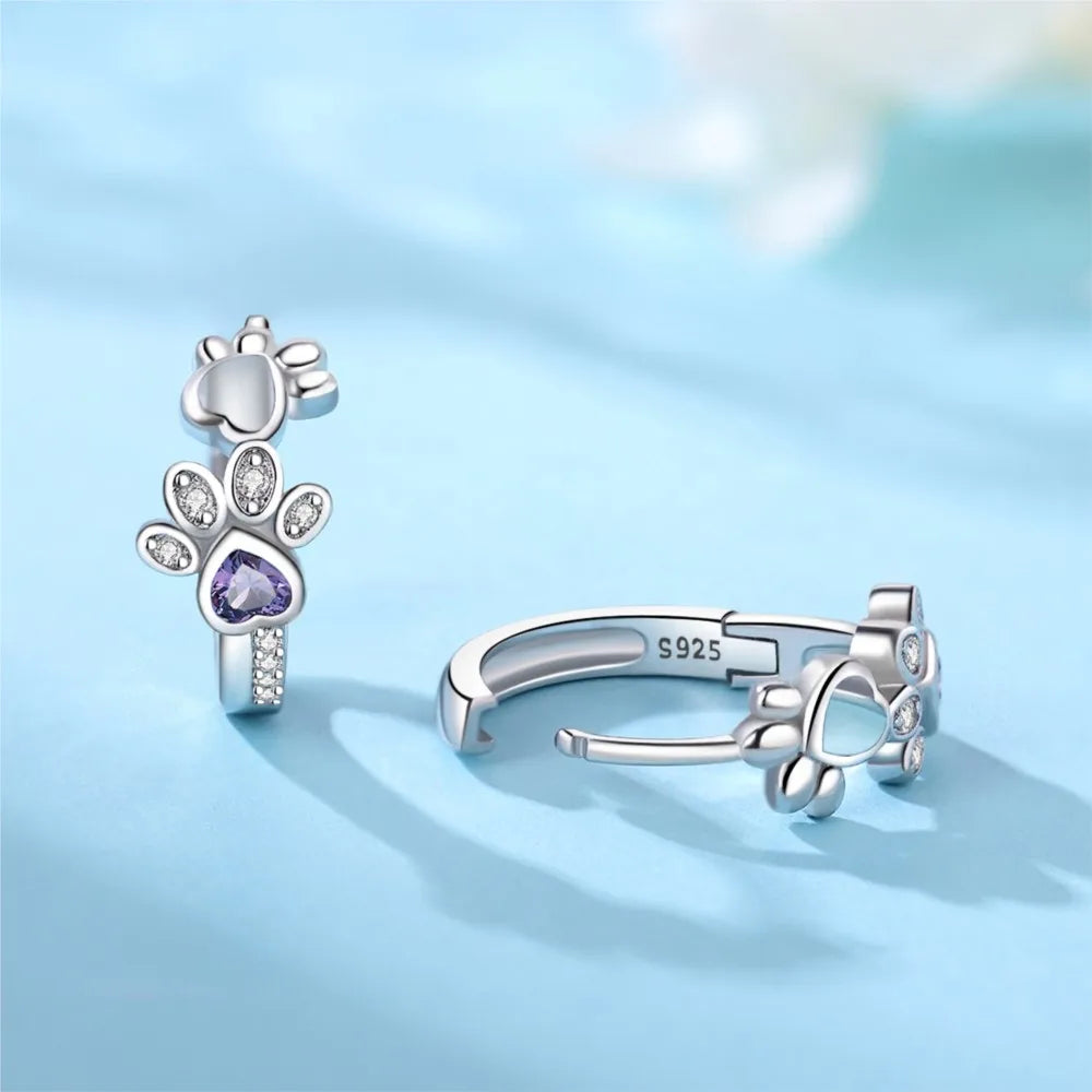 Boucles d'oreilles Patte de chien en 925 argent - Aigle