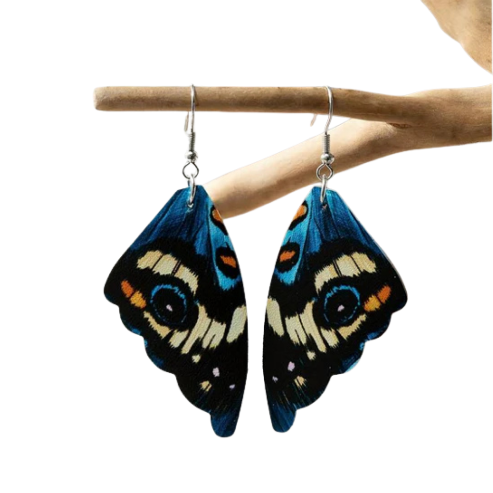 Boucles d'oreilles vintage avec des ailes de papillon exotique - Mariselle