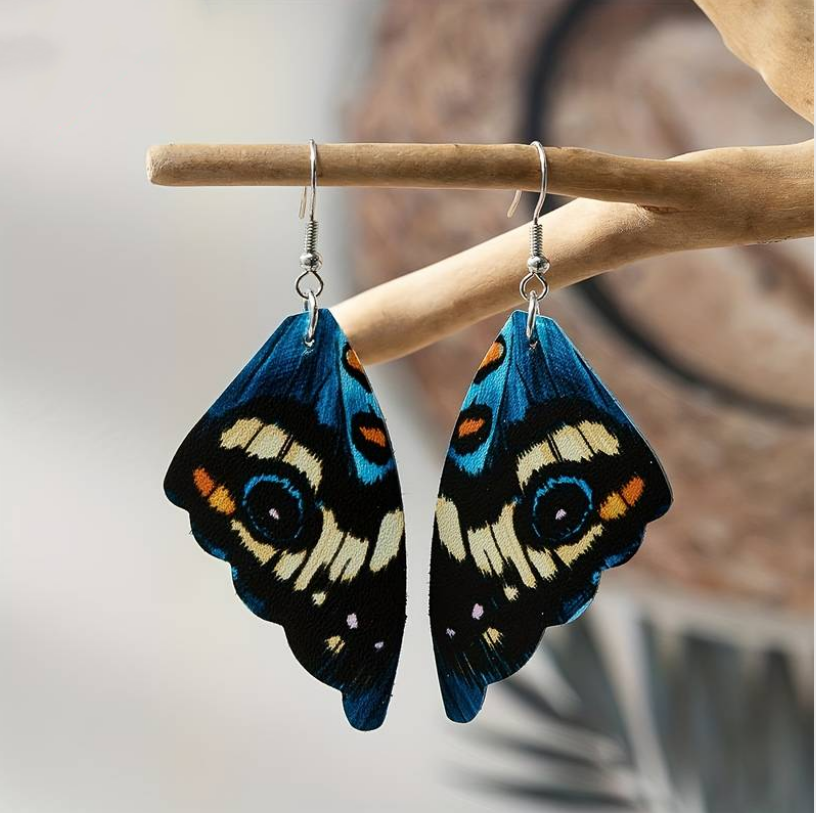 Boucles d'oreilles vintage avec des ailes de papillon exotique - Mariselle