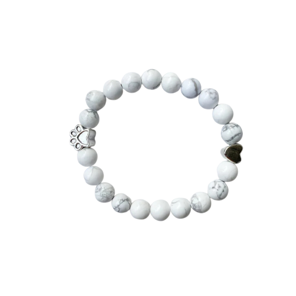 Bracelet Élégant en Pierre Naturelle avec Pendentifs Patte et Cœur – ELARA