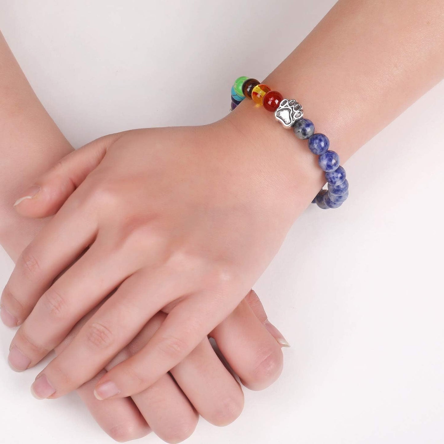 Bracelet de Souvenir Arc-en-Ciel avec 7 Perles de Chakra en Pierre Naturelle – LUMIN