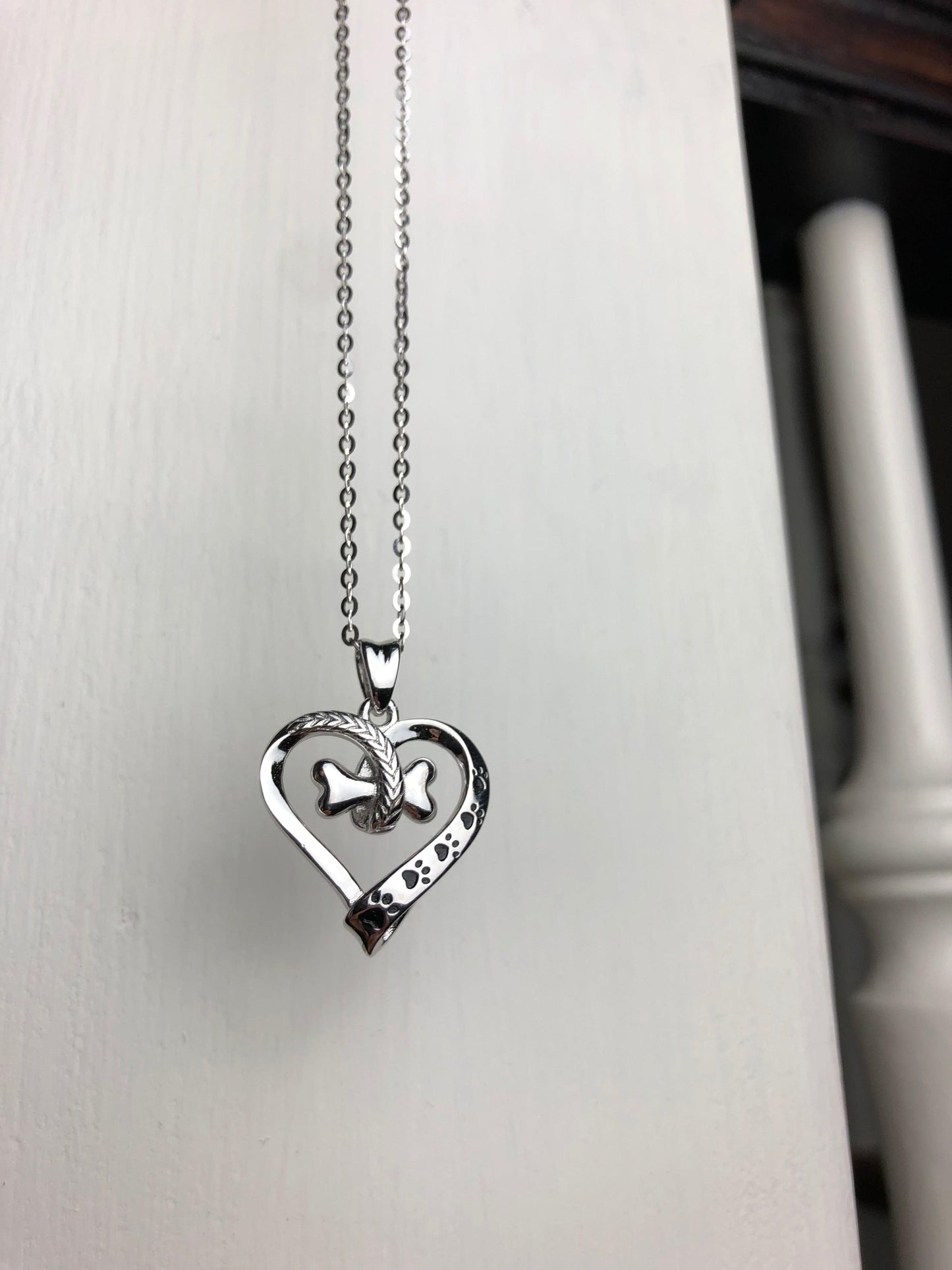 Collier en argent avec patte et cœur - Nala