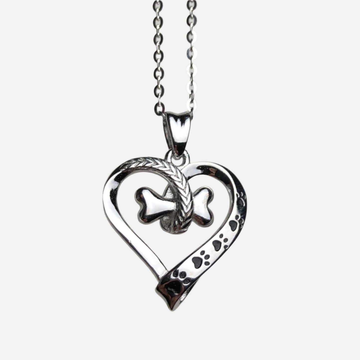 Collier en argent avec patte et cœur - Nala