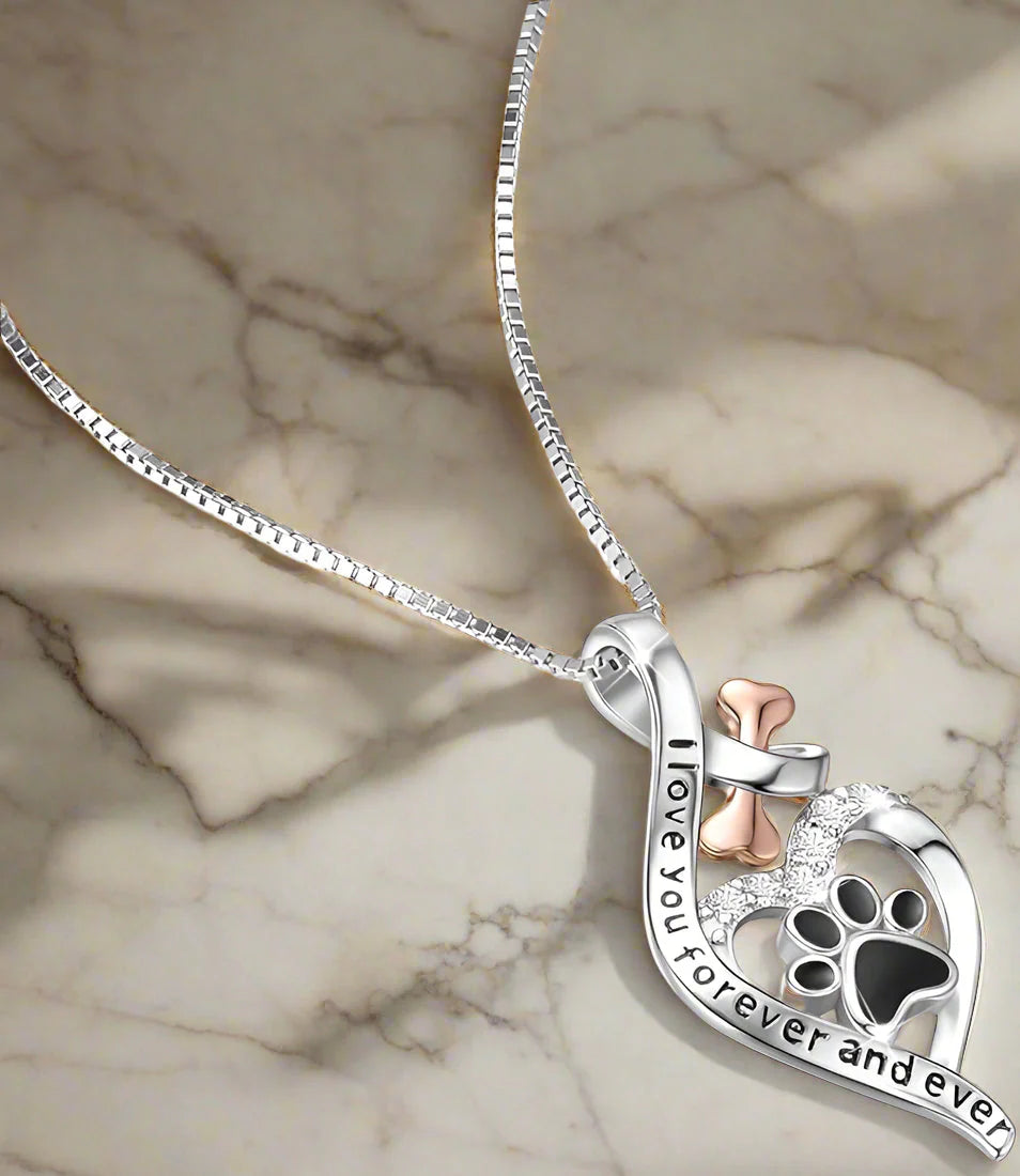 Collier en argent infini avec patte de chien - Yumi