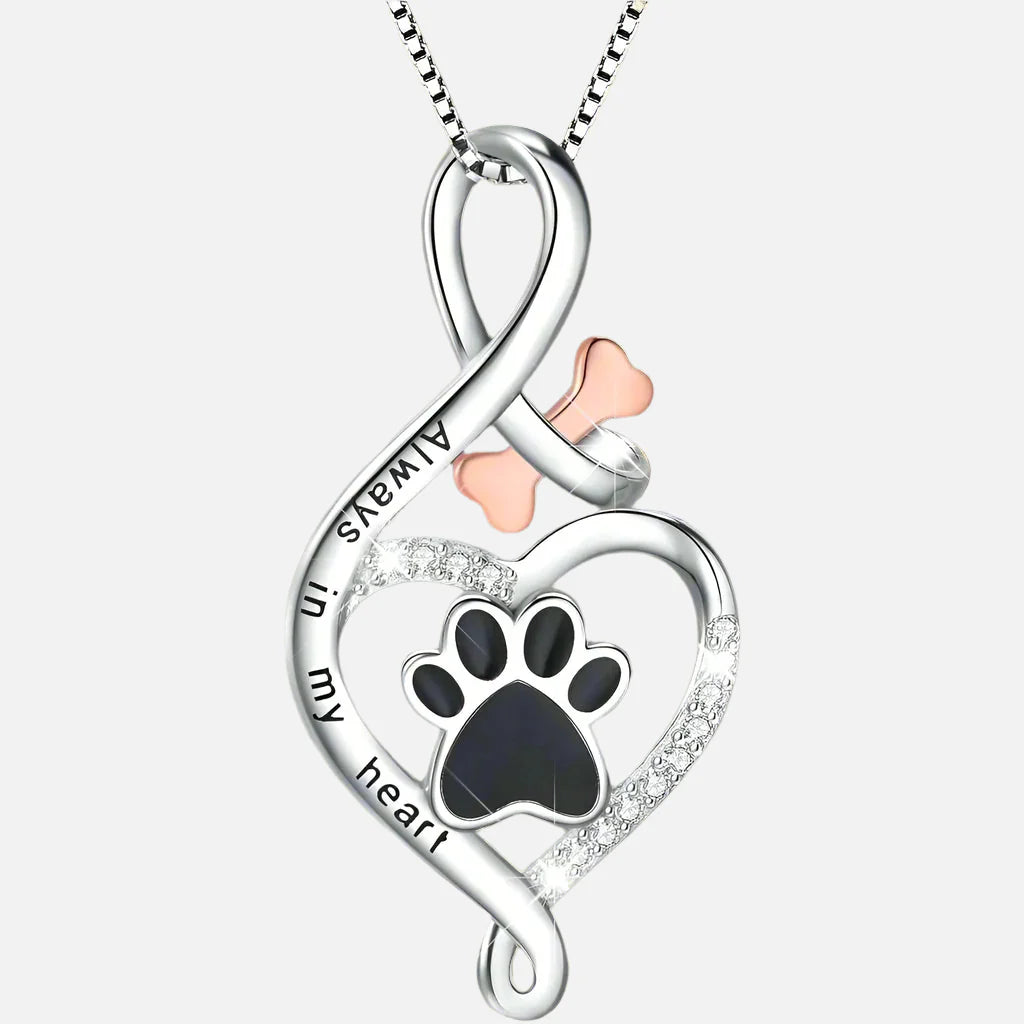 Collier en argent infini avec patte de chien - Yumi