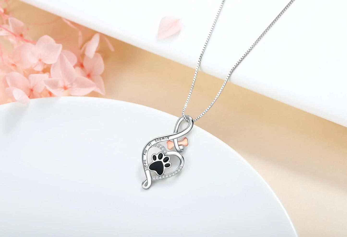 Collier en argent infini avec patte de chien - Yumi