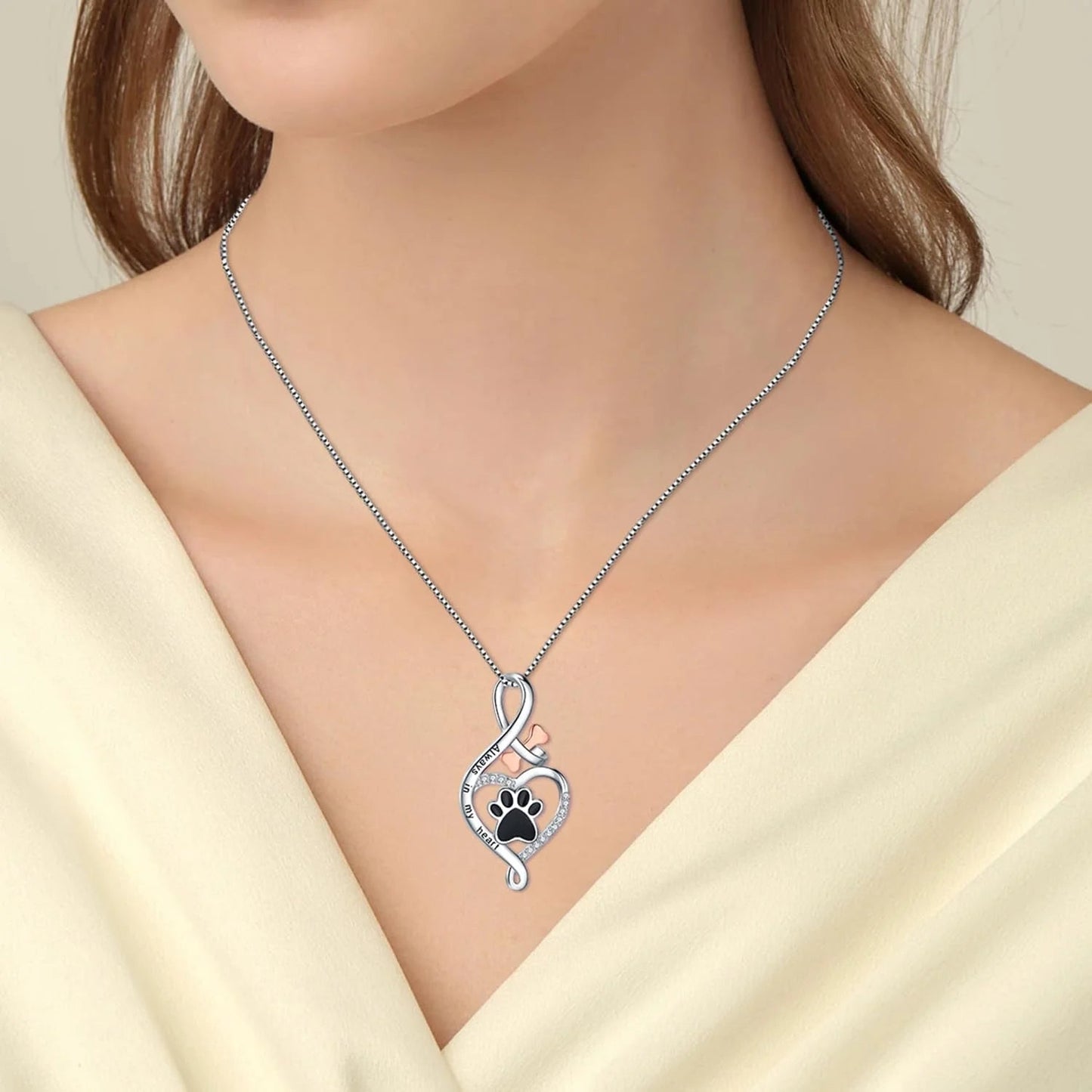 Collier en argent infini avec patte de chien - Yumi