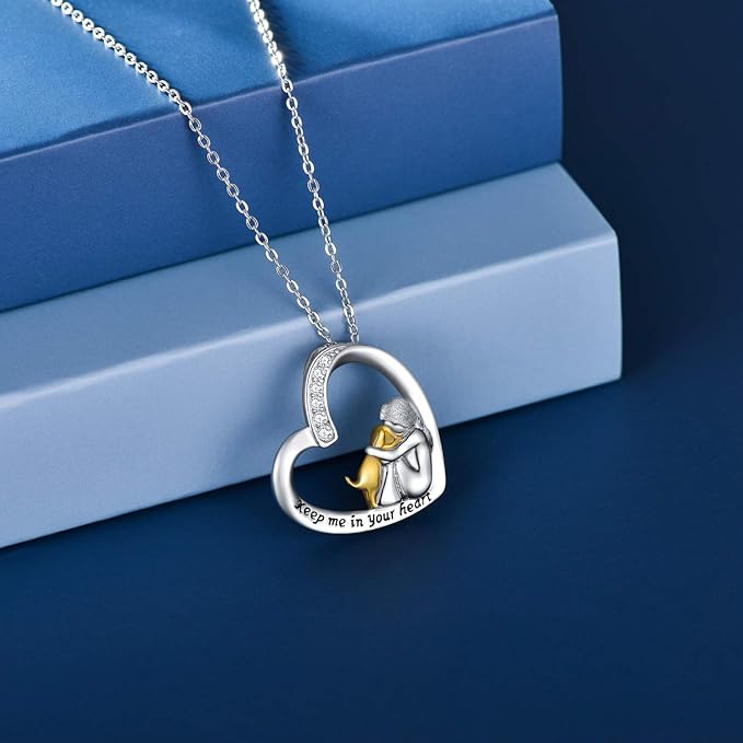 Collier en argent 925 avec motif de cœur et de chien - Milia