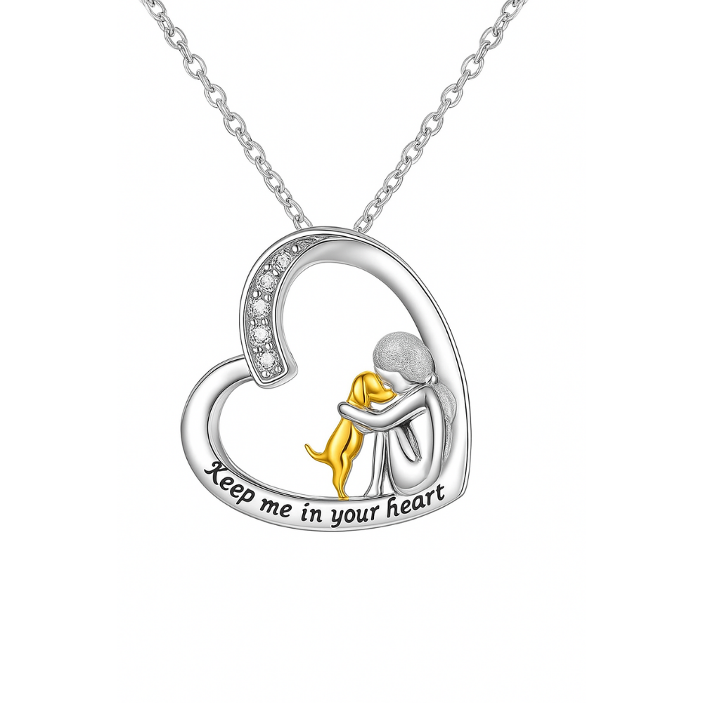 Collier en argent 925 avec motif de cœur et de chien - Milia