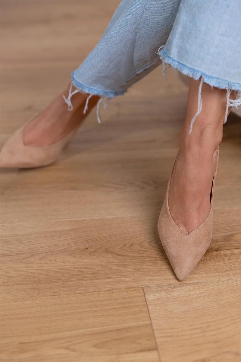 Marlena | Escarpins slingback nude à talon fin