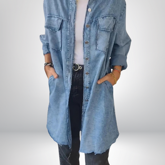 Sofia® | Veste en Denim à Manches Longues Élégante et Polyvalente avec Col