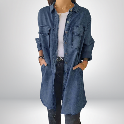 Sofia® | Veste en Denim à Manches Longues Élégante et Polyvalente avec Col