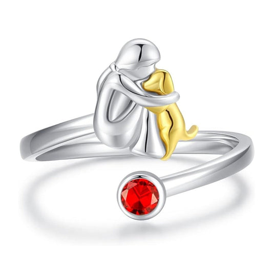 Bague Ajustable en Argent 925 avec Design Chien et Fille – Erin