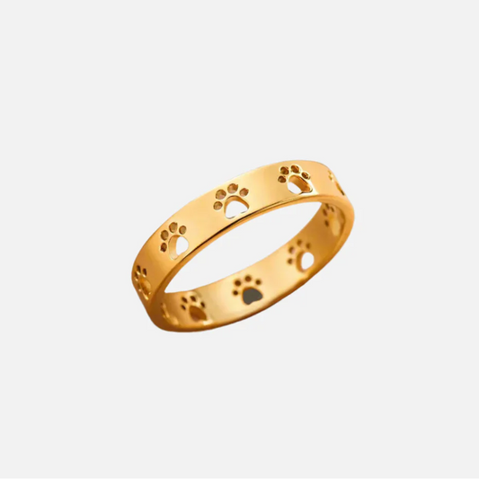 Bague Ajustable en Argent et or avec Motif de Patte – Miraie