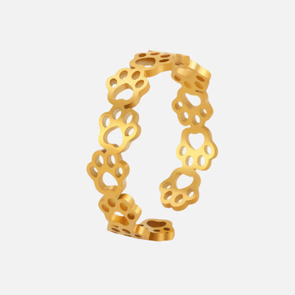 Bague Ajustable en Argent et Or avec Empreinte de Patte – OVA