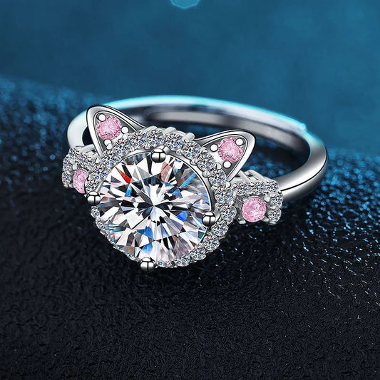 Bague Ajustable en Forme de Chat avec Zirkonia Scintillante – Mina
