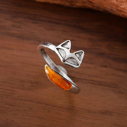 Bague Vintage en Argent 925 avec Motif de Renard – Fenya