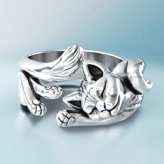 Bague Vintage en Argent en Forme de Chat – Mirelle
