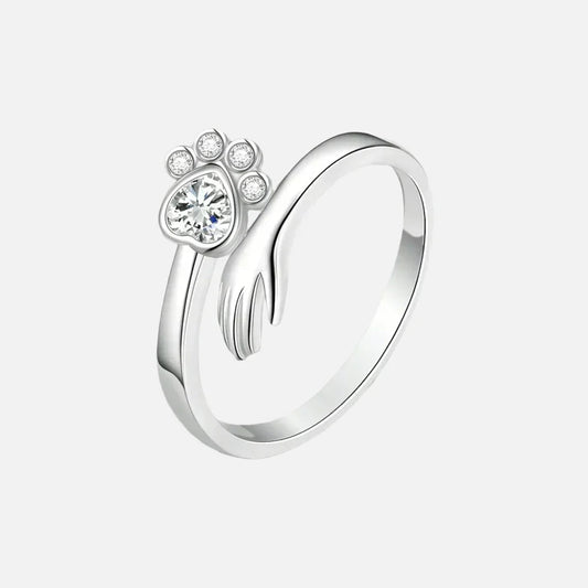 Bague en Argent 925 Ajustable avec Motif Main et Patte – Mara