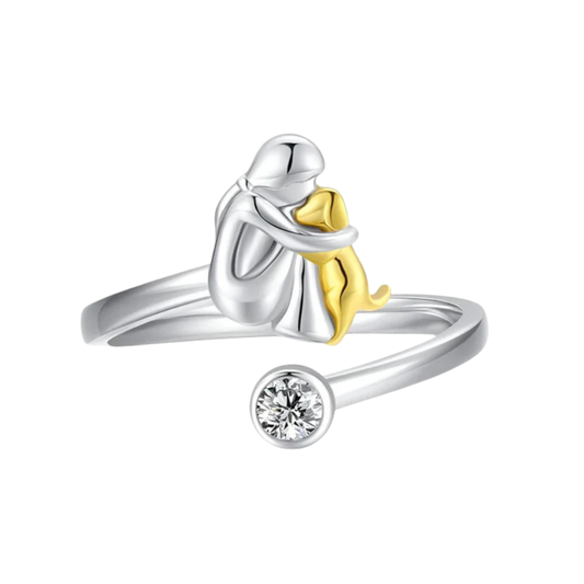 Bague en Argent 925 avec Design Émotionnel de Femme et Chien – Nayeli