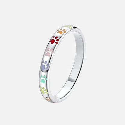 Bague en Argent 925 avec Empreinte de Patte Émaillée – Sena