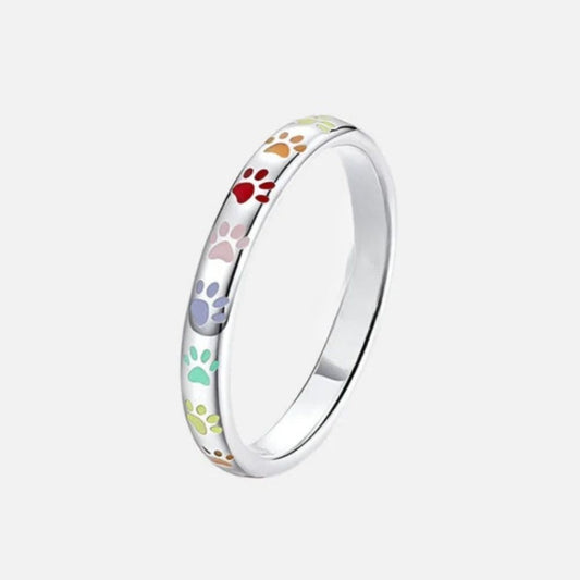 Bague en Argent 925 avec Empreinte de Patte Émaillée – Sena