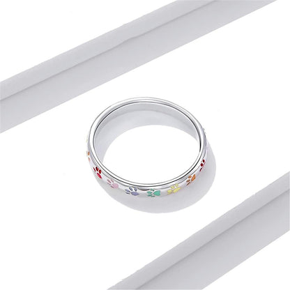 Bague en Argent 925 avec Empreinte de Patte Émaillée – Sena
