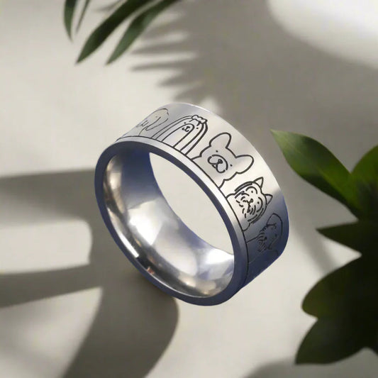 Bague en Or et Argent avec Pattes Gravées – Nika