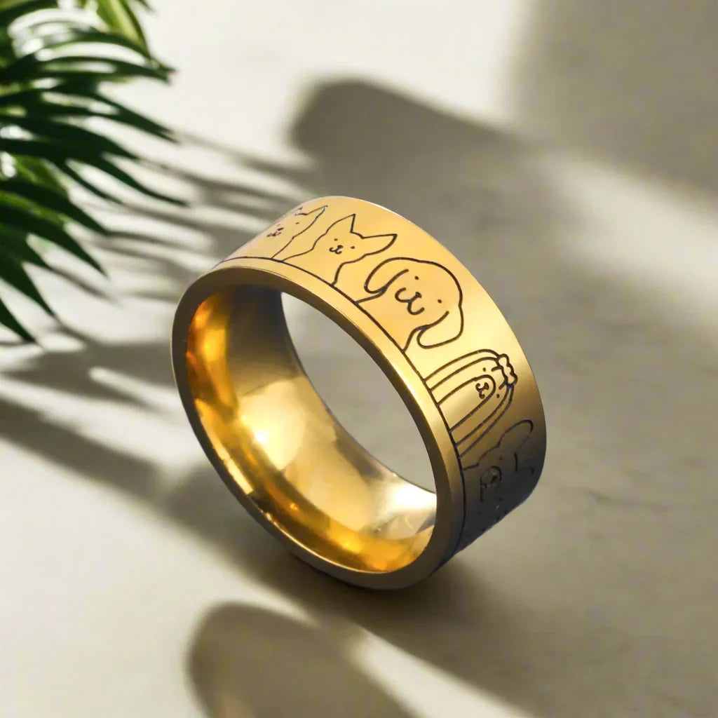 Bague en Or et Argent avec Pattes Gravées – Nika