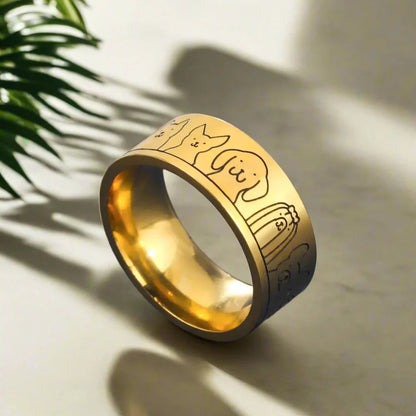 Bague en Or et Argent avec Pattes Gravées – Nika