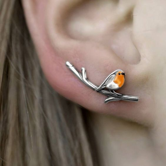 Boucles d'oreille d'oiseau vintage en argent - Alina
