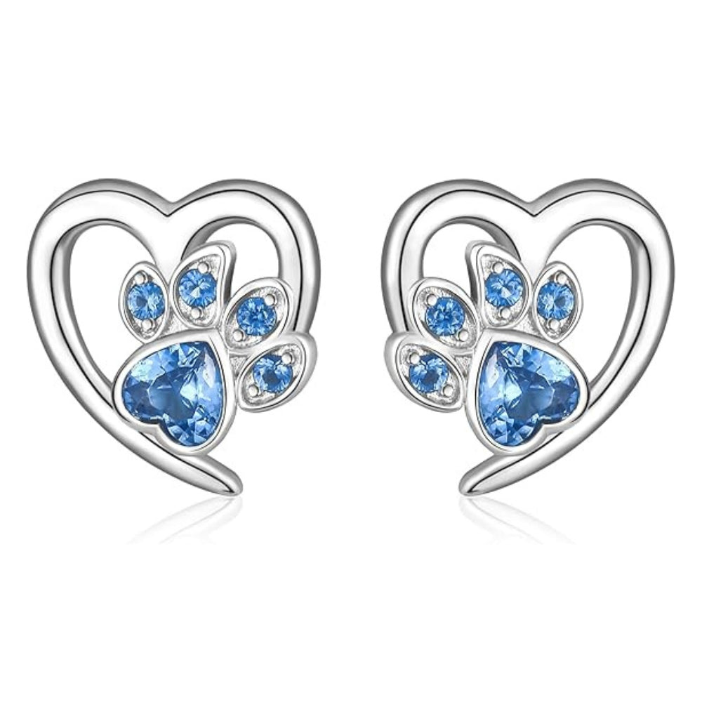 Boucles d'oreilles en forme de cœur incrusté de pattes de chien - Livia