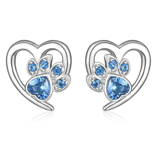 Boucles d'oreilles en forme de cœur incrusté de pattes de chien - Livia