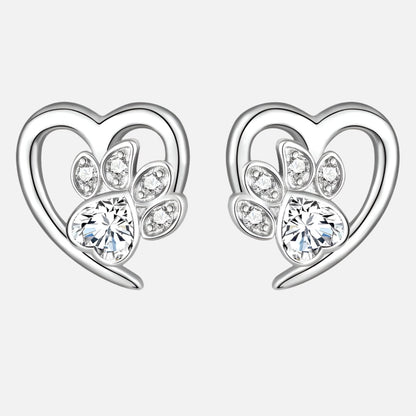Boucles d'oreilles en forme de cœur incrusté de pattes de chien - Livia