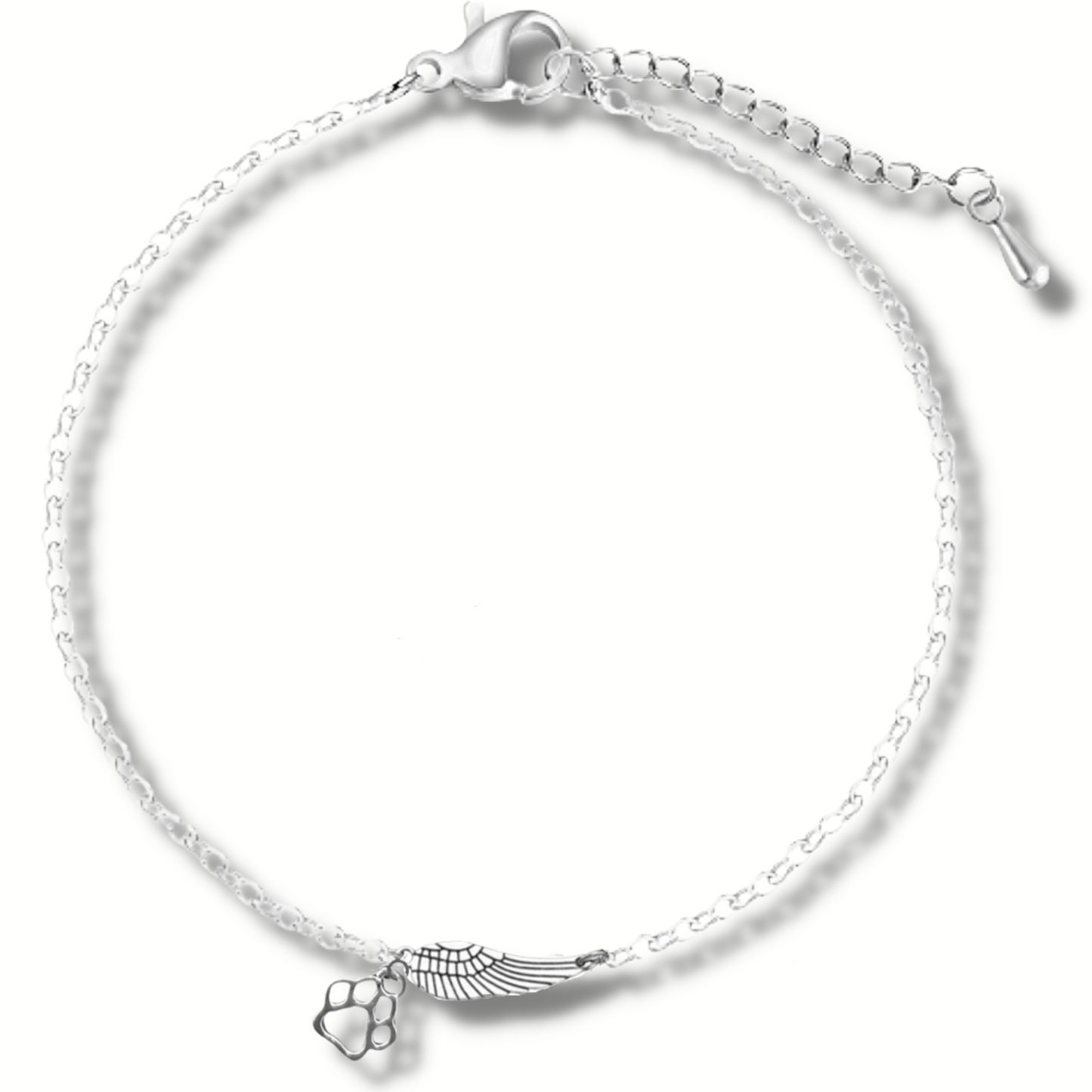 Bracelet Commémoratif en Argent avec Aile d'Ange et Empreinte de Patte – Marike